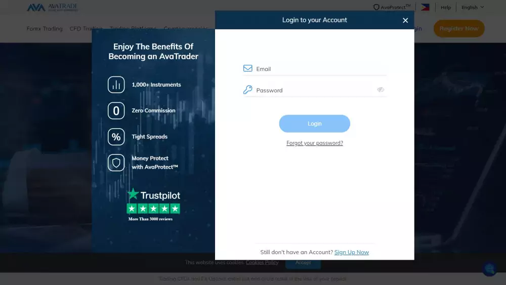 AvaTrade login page
